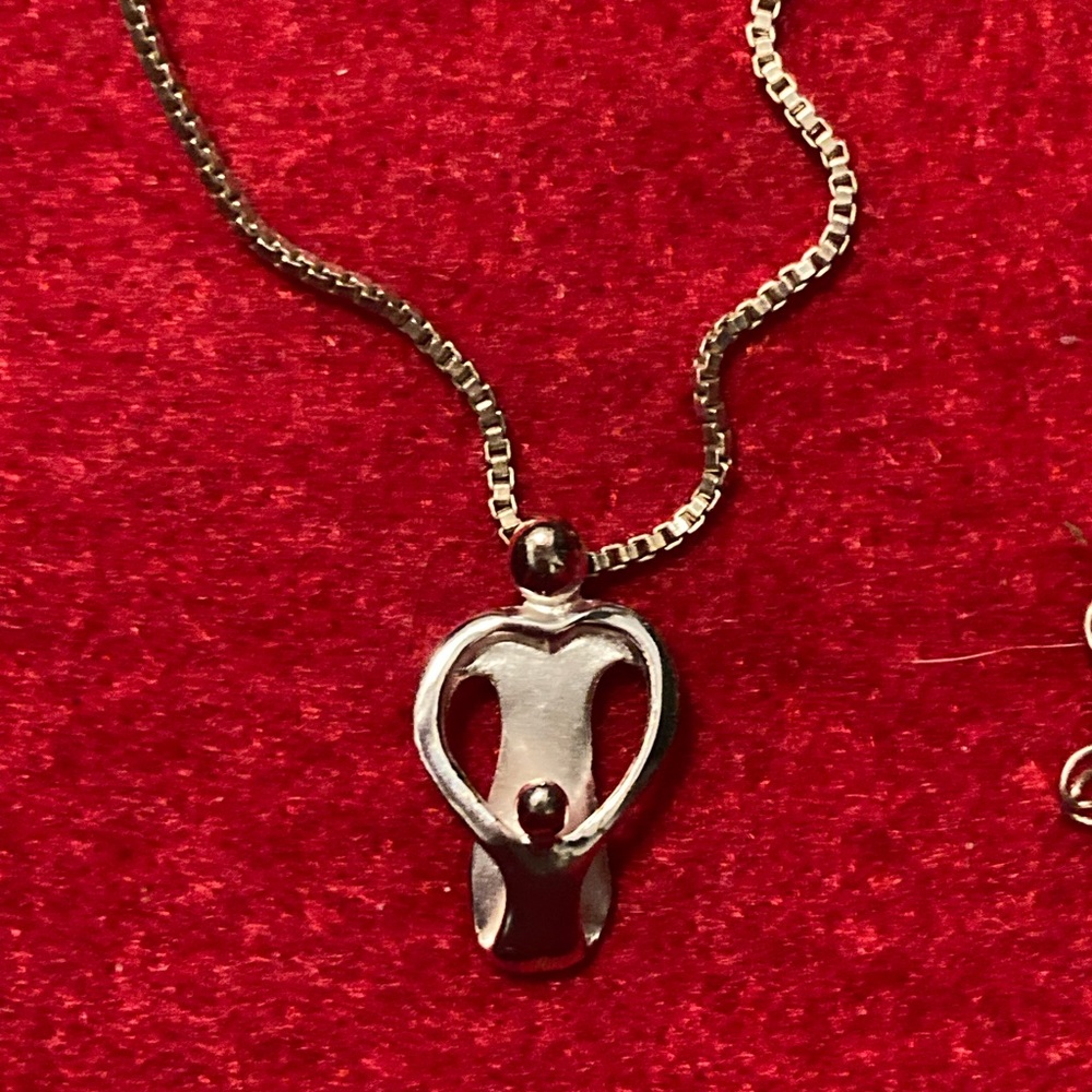 Mother and Child Silver Necklace and Chain